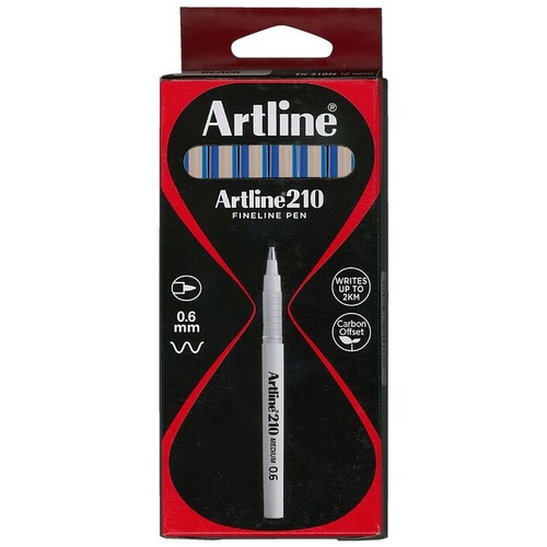 Pen Artline  210 Fineliner 0.6 Medium Blue Box 12 #121003