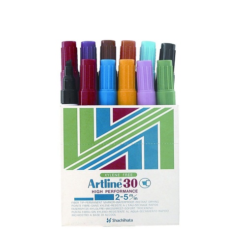 Marker Artline  30 Box 12 Assorted 2-5mm Chisel tip permanent