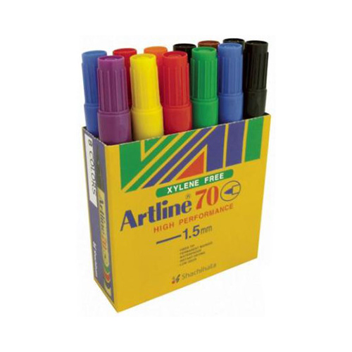 Marker Artline  70 Asst Box 12 Bullet Point Permanent Fine 1.5mm 107041 (eight colours per pack)