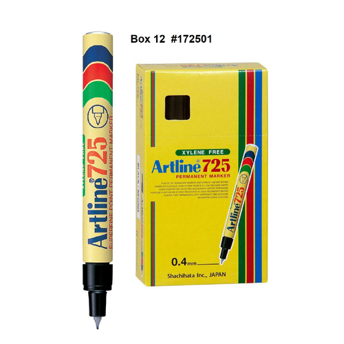 Marker Artline 725 0.4mm Black Box 12 Superfine Tip Permanent #172501