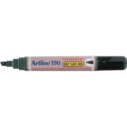 Marker Artline 190 PERMANENT Chisel Tip Black 101901 - box 12 