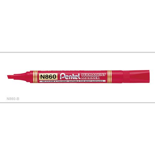 Markers Pentel N860B Perm Chisel Red Box 12