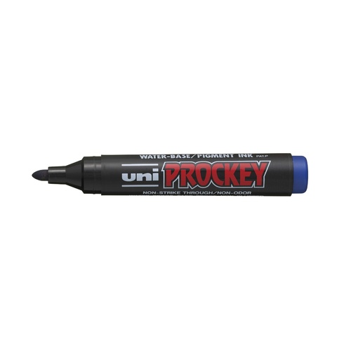 Markers Uni Prockey PM122 Bullet Point Blue Box 12 Permanent, odourless, water-based pigment ink marker