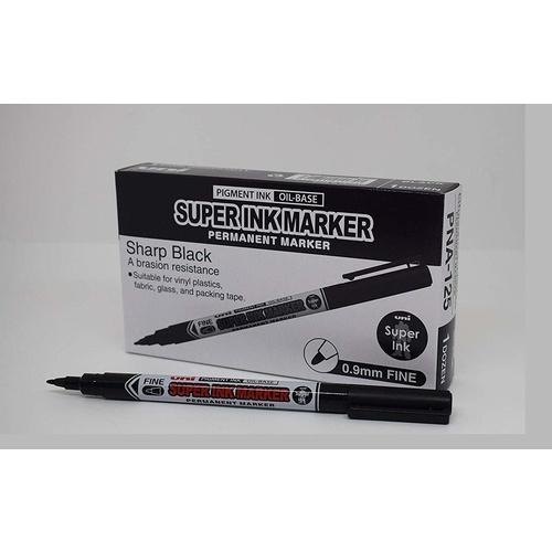 UNI-BALL SUPER INK MARKER permanent Textile / toutes surfaces PNA125 Pte  Fine 0,9mm Noir x 12 - Marqueur - LDLC