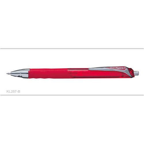 Pens Pentel KL257B Red Box 12 Hyper G Ballpoint 