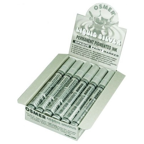 Paint Marker Silver Chisel box 12 Broad Opaque Osmer C2960