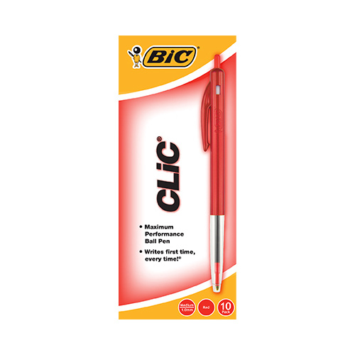 Pen Bic Clic Medium Red Box 10 922619 
