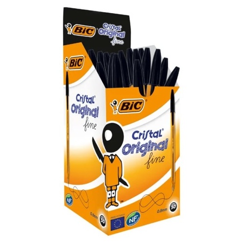 Pen Bic Cristal x50 FINE Black Box 50 #872731 0.8MM 141