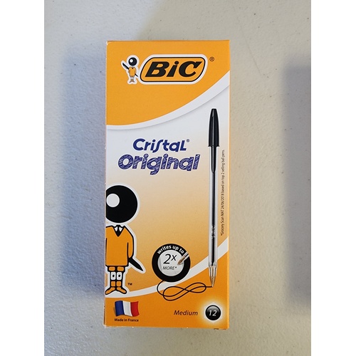 Pen Bic Cristal x12 Medium Black Box 12 0241 ball points 954375 ORIGINAL