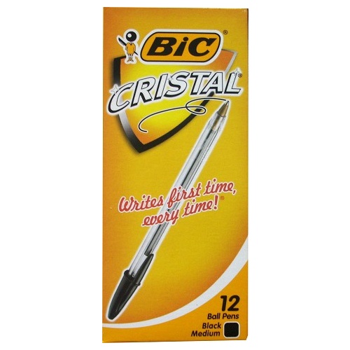 Pen Bic Cristal x12 Medium Black Box 12 0241 ball points 954375