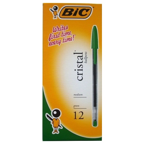 Pen Bic Cristal x12 Medium Green 0231 Box 12 #954377