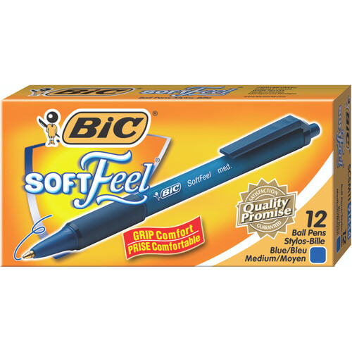 Pen Bic Soft Feel Retractable BallPoint Medium Blue Bic 91433 - box 12 #953927