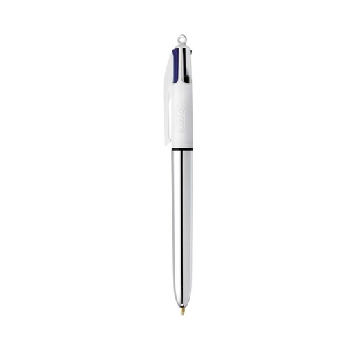 Pen Bic 4 Colour Shine Silver Barrell Box 12 919380