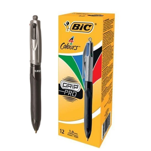 Pen Bic 4 Colour box 12 BP RT Grip Pro #8922931 Ball point retractable