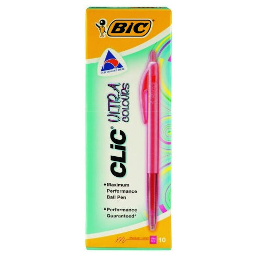 Pen Bic Clic Ultra Pink Box 10 Medium