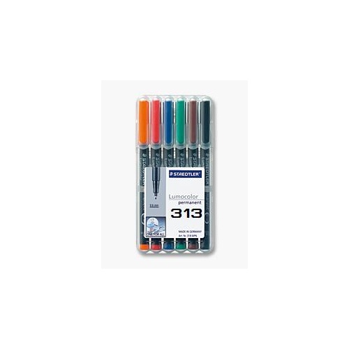 OHP Pen Staedtler 313 Super fine permanent Asst Staedtler 313WP6 - wallet 6 