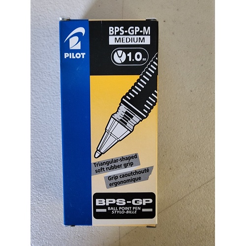 Pen Pilot BPS GP Medium Black Box 12 623221 BPS-GP-M The Ballpoint Grip Stick