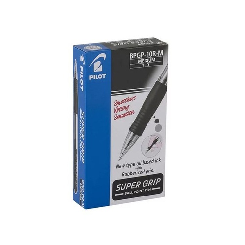 Pens Pilot Supergrip Retractable Medium Black BPGP10RM Box 12 623140