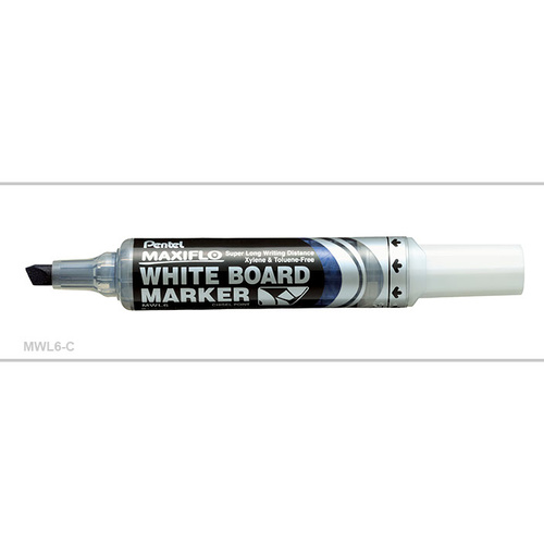 Whiteboard Marker Pentel Maxiflow Chisel Blue MWL6C Box 12