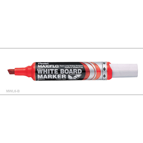 Whiteboard Marker Pentel Maxiflow Chisel Red MWL6B Box 12