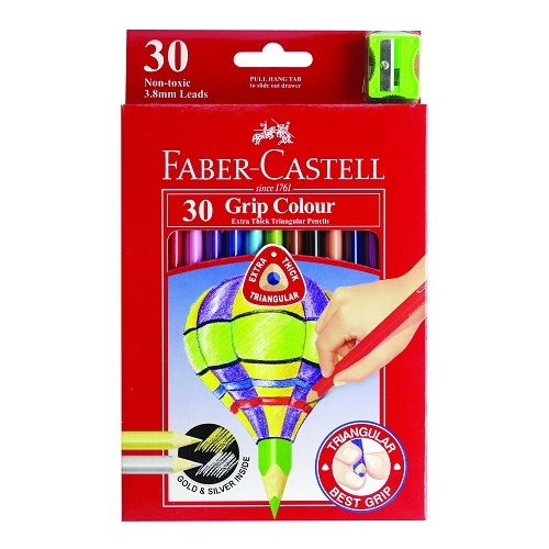 Pencil Faber Castell Triangular Grip Extra Thick Coloured Box 30