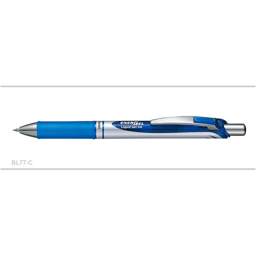 Pen Pentel Energel BL77C Retractable Rollerball Blue Box 12