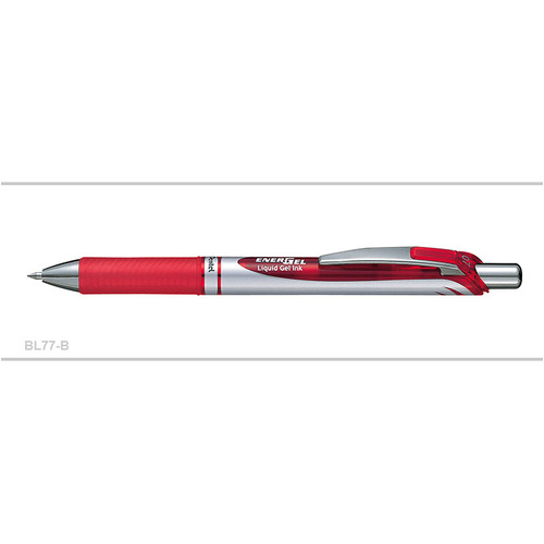 Pen Pentel Energel BL77-B Retractable Rollerball Red Box 12