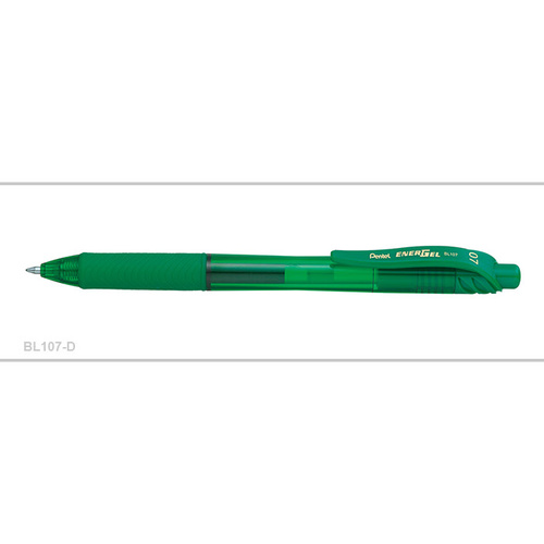Pen Pentel BL107 Energel X Gel Roller Retractable Green Box 12