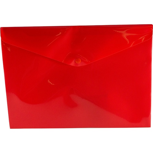 Document Wallet A4 Plastic With Button Osmer Red Tinted 