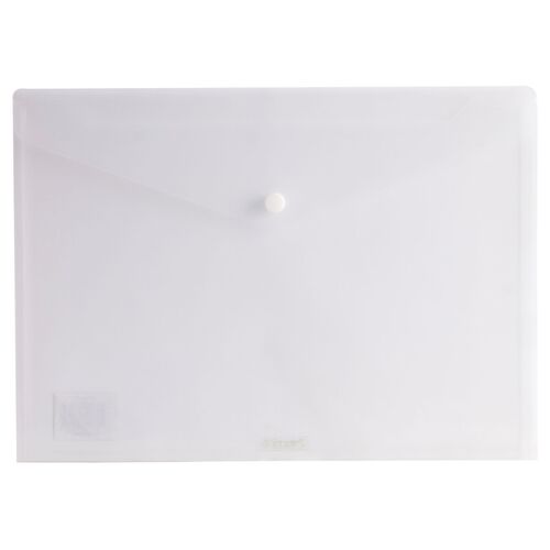 Document Wallet A4 Plastic With Button Osmer Clear A4W13N