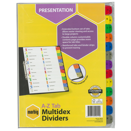 Dividers A-Z Marbig 39810F Manilla Multidex Presentation 39810F A4 