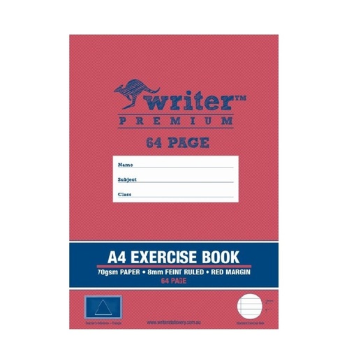 Exercise Books A4 8mm Ruled  64 Page Pack 20 E864 Writer Premium EB6501