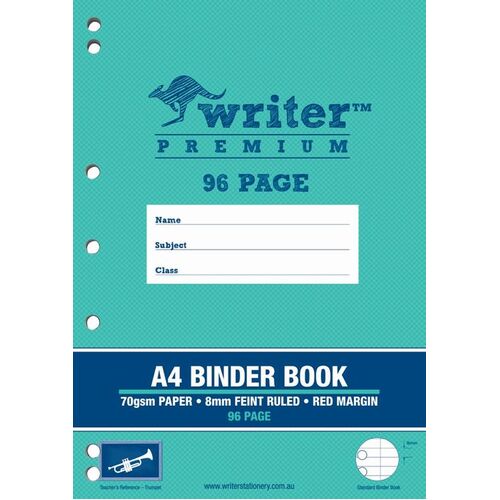 Binder Book A4  96 Page pack 10 8mm Ruled Writer Premium EB6542 B896 