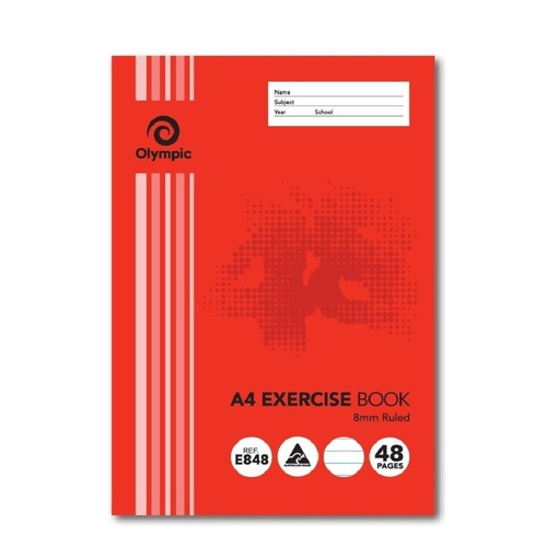 Exercise Books A4 8mm Ruled  48 Page Pack 20 E848 Olympic 140748 00404 #97048 100697234