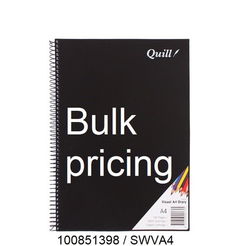 Visual Art  Diary  A4 White page 60L 110gsm 120 pages Quill SWVA4 #100851398