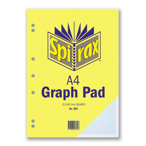 Graph Pad  1mm A4 25 Leaf Pack 10 Spirax 801 