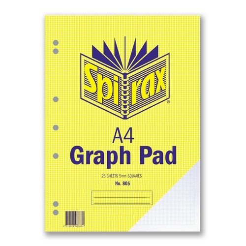 Graph Pad  5mm A4 25 Leaf Pack 10 Spirax 805 