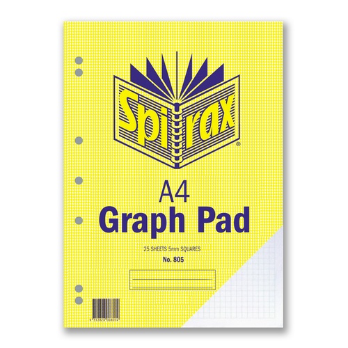 Graph Pad  5mm A4 25 Leaf Pack 10 Spirax 805 