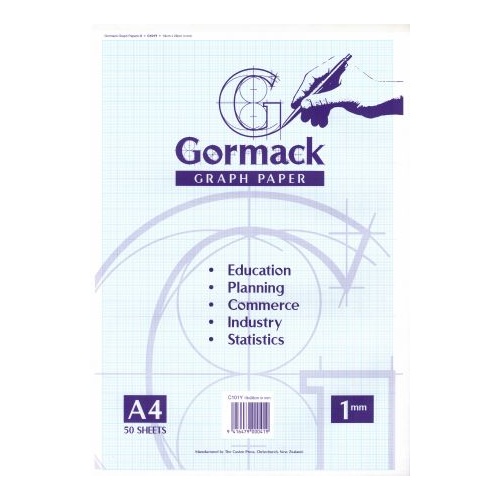 Graph Pads  A4  1mm Gormack C101Y 50 Sheets