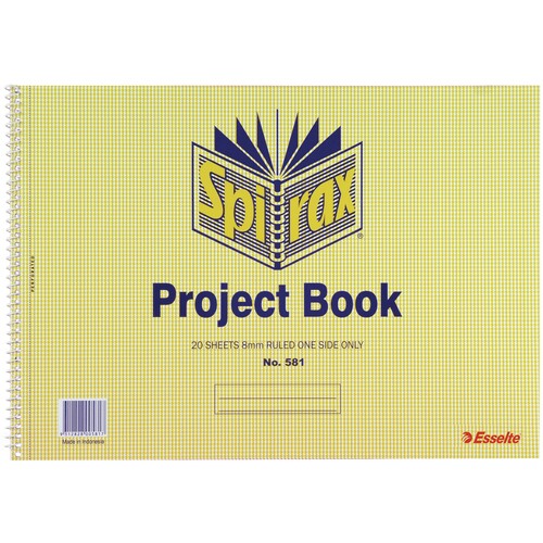 Project Book 252x360mm 20 Sheet 8mm Ruled One Side Only Pack 10 Spirax 581 