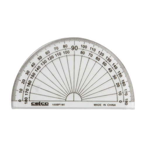 Protractor 100mm 180 degree Clear x 36 #0344540 Half circle Celco