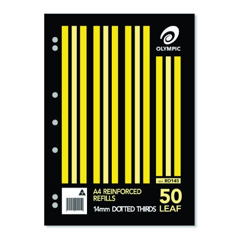Loose leaf Refills A4 50s 14mm Dotted Thirds 141413 - pack 50 #RD145 Olympic Reinforced