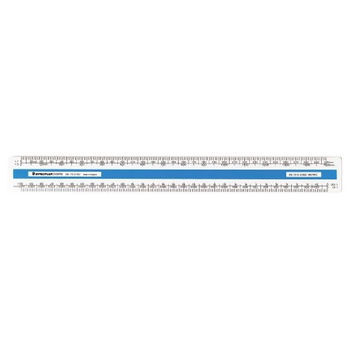 Scale Ruler Staedtler 300mm Oval 561702 front: 1:1 1:5 1:20 1:200 back: 1:25 1:250 1:50 1:500