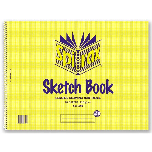 Sketch Book Spirax 579B 272x360mm Pack 10 48 Leaf Side Opening #56066