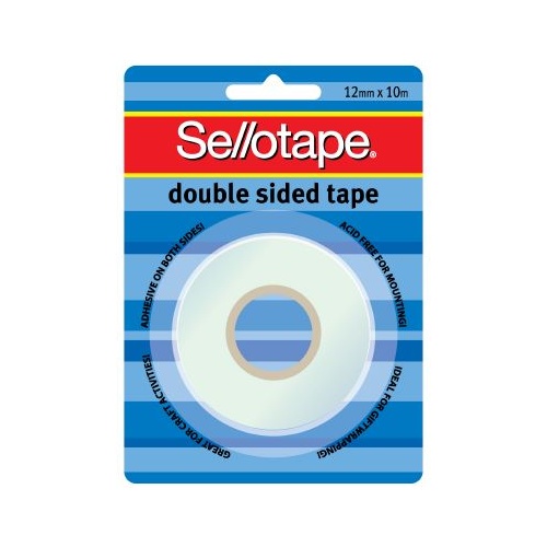 Tape Double Sided Sellotape 104 12x10m Hangsell 960600 12mm wide