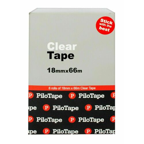 Tape Office Premium 18x66m Clear Pilotape box 8 #306232 was Tin now Box of 8