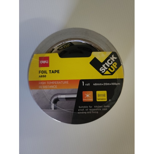 FOIL Tape Deli 100 Micron 48mm x 20m A650 PAPER BACKED EA650 High temperature resistance