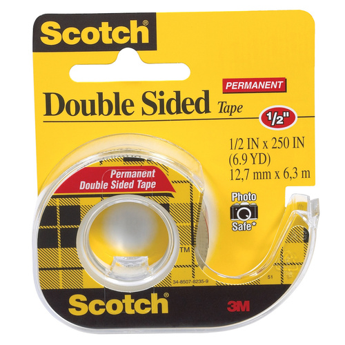 Tape Double Sided 3M 12x 6m cat 136 Dispenser per roll permanent adhesive on both sides