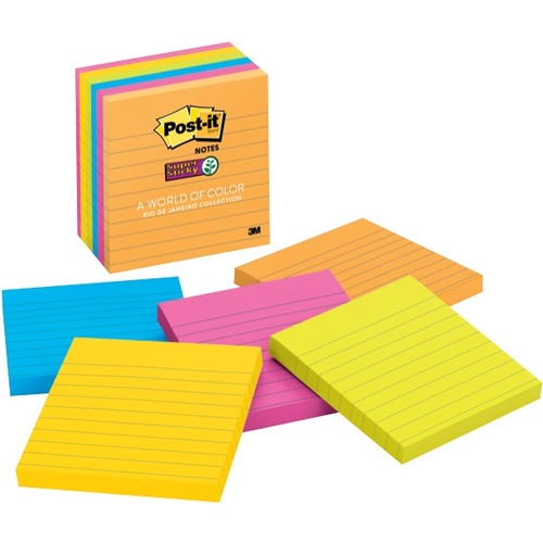 Post it Note 101x101mm Rio de Janeiro 675-6SSUC LINED Super Sticky #70005251197