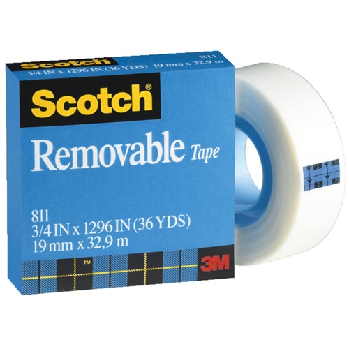 Tape Invisible 3m Magic 811 Removable 18x33m 12 pack boxed